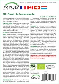 Kit De Culture - Bio - Piment - De Cayenne Long Slim - 10 Graines - Capsicum Annuum -Emerald Soldes 64064142aa2932.01935912