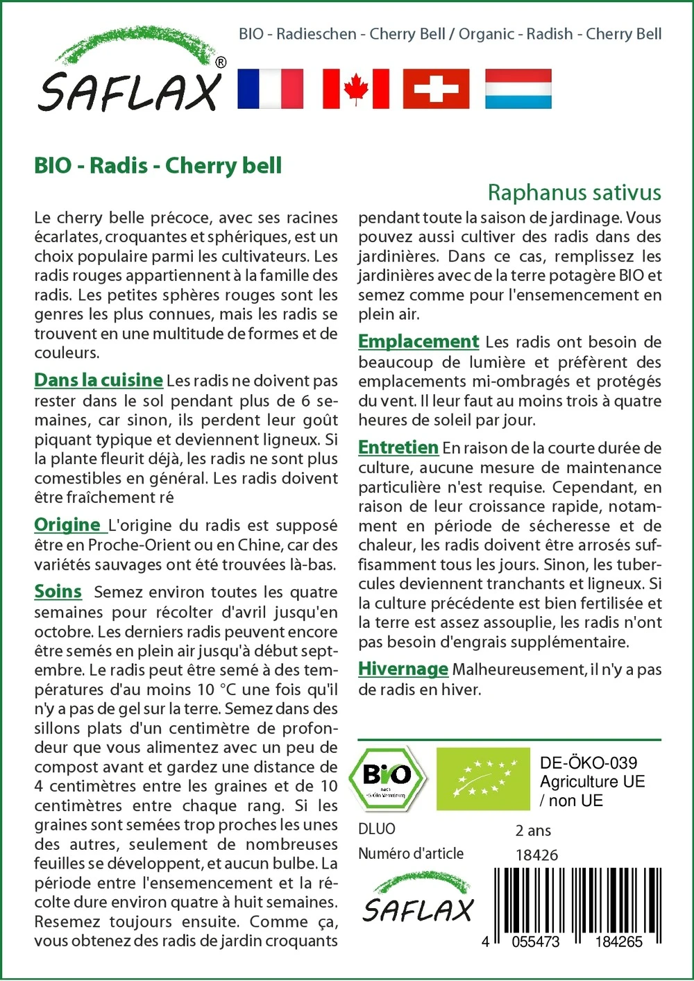 Kit De Culture - Bio - Radis - Cherry Bell - 100 Graines - Raphanus Sativus 3 Kit De Culture - Bio - Radis - Cherry Bell - 100 Graines - Raphanus Sativus – Image 3