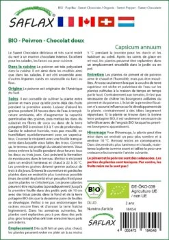 Kit De Culture - Bio - Poivron - Chocolat Doux - 10 Graines - Capsicum Annuum -Emerald Soldes 640641e55c1b33.99257532