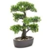 Emerald Mini Bonsaï Ficus Artificiel Sur Plaque Marronne 43 Cm