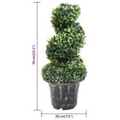 VIDAXL Plante De Buis Artificiel En Spirale Avec Pot Vert 59 Cm -Emerald Soldes b81ec977639ad122