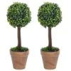 VIDAXL Plantes De Buis Artificiel 2 Pcs Avec Pots Boule Vert 56 Cm